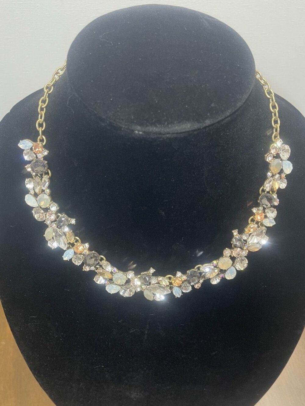 J Crew Chunky Pastel Rhinestone Necklace - Statement Necklace